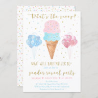 What's The Scoop Pink Blue Ice Cream Gender Reveal Invitation