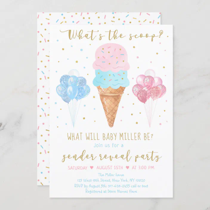 Pink Blue What's The Scoop Gender Reveal Twins Centerpiece w/ Stand or Cut Outs