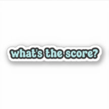 what's the score? Blue Retro Text