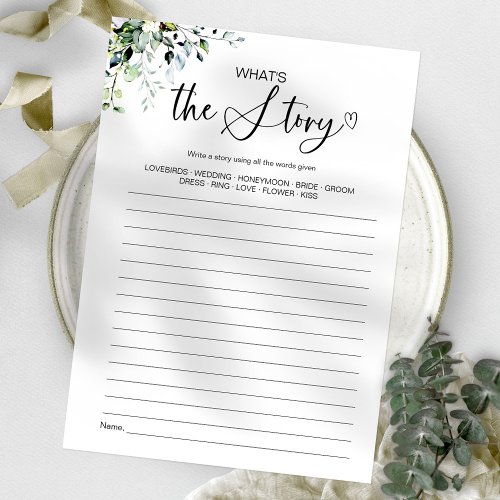 Whats the Story Bridal Shower Game Invitation