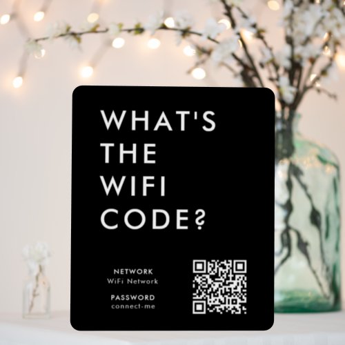 Whats the WiFi Code  Network Password Black QR Foam Board