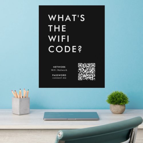 Whats the WiFi Code  Network Password Black QR Wall Decal
