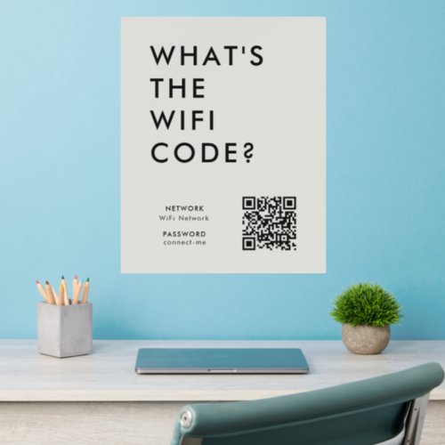 Whats the WiFi Code  Wifi Network QR Code Gray Wall Decal