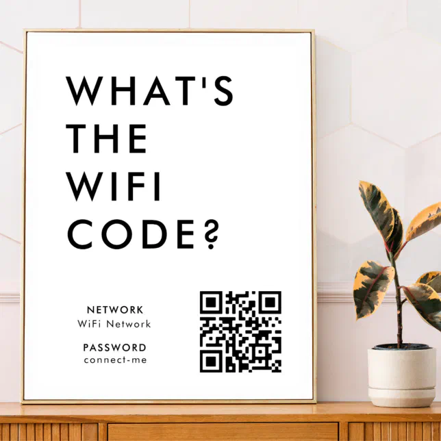 What's the WiFi Code? | Wifi Network QR Code Poster | Zazzle