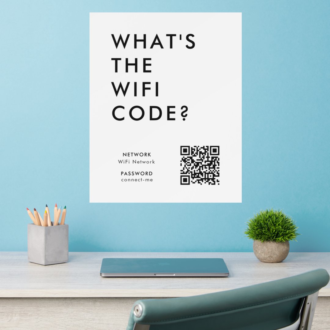 What's the WiFi Code? | Wifi Network QR Code Wall Decal | Zazzle