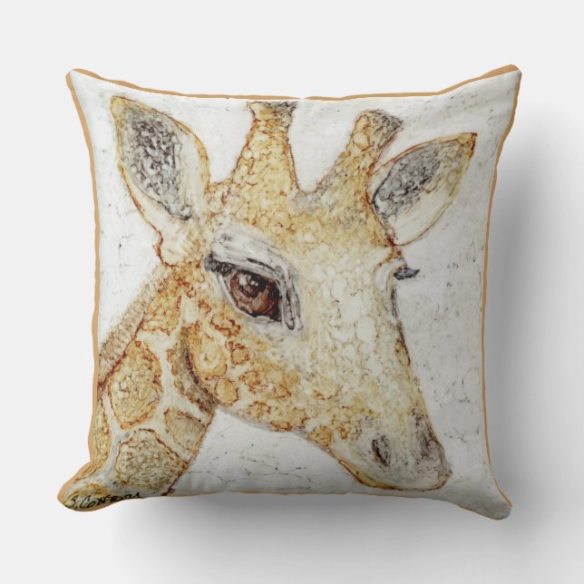 What's Up? Big eyes Giraffe Throw Pillow (Front)
