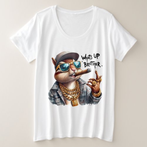 whats up brother Squirrel Smoking Cigar Plus Size T_Shirt