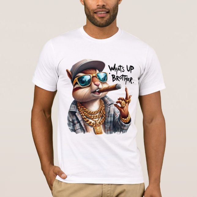 what's up brother Squirrel Smoking Cigar T-Shirt (Front)
