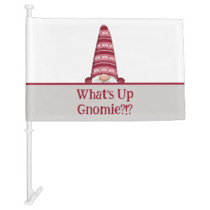 What's Up Gnomie Custom Text Holiday Car Flag