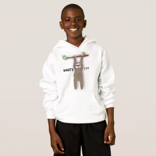 Whats Up Hanging Sloth on a Tree Branch Hoodie