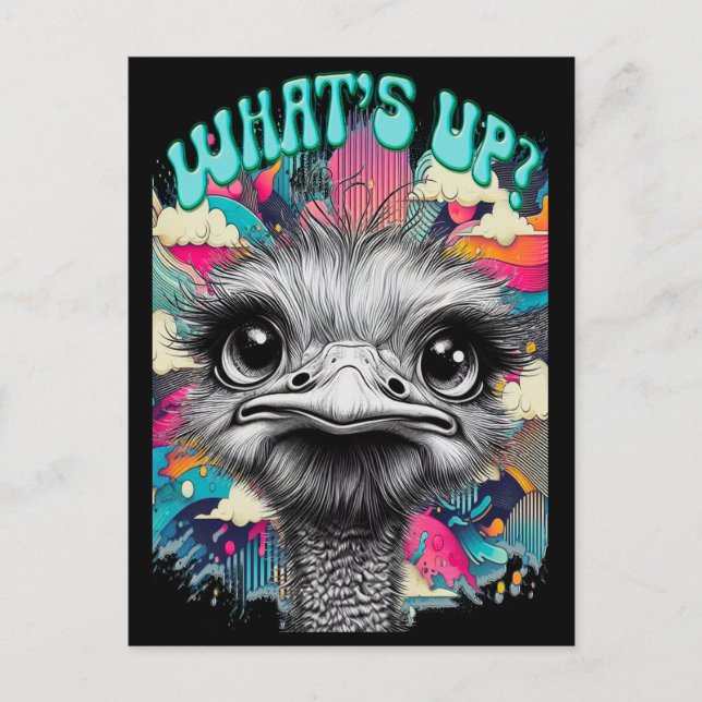 Whats Up? Ostrich - Funny Postcard  (Front)