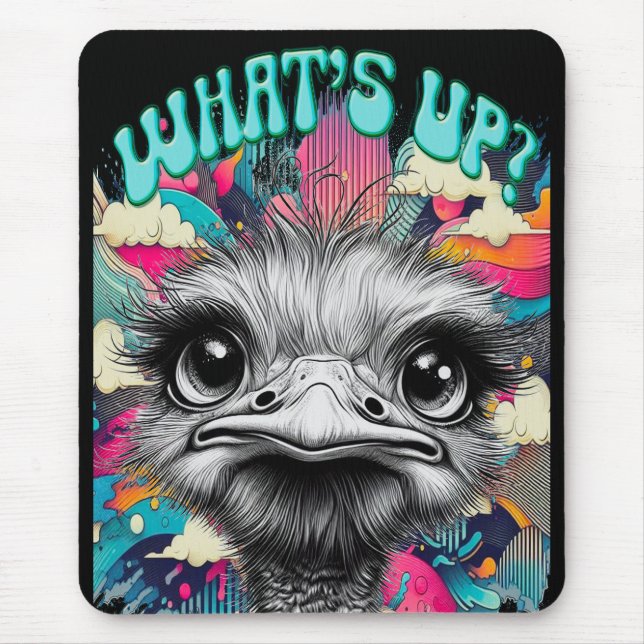 Whats Up? Ostrich - Mouse Pad (Front)