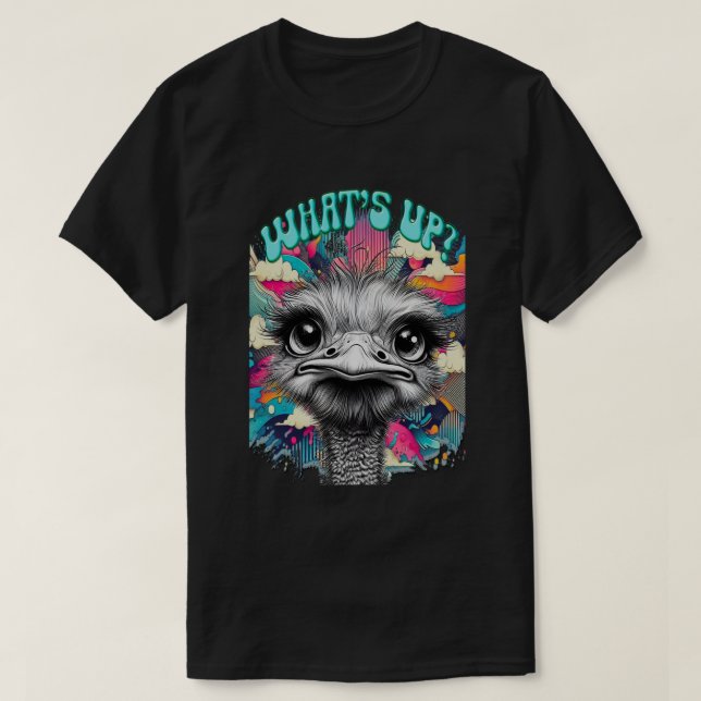 "Whats Up?" Sad Ostrich T-Shirt (Design Front)