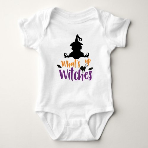 Whats Up Witches Witch Cat Bats Halloween Baby Bodysuit