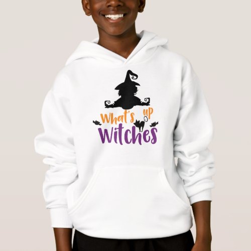 Whats Up Witches Witch Cat Bats Halloween Hoodie