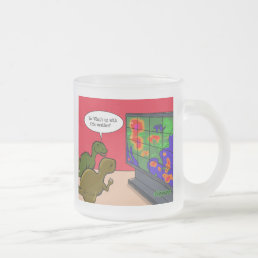 What&#39;s up with this weather dinosaur cartoon frosted glass coffee mug