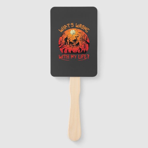 Whats Wrong Life Halloween Black Cats Zombies Grav Hand Fan