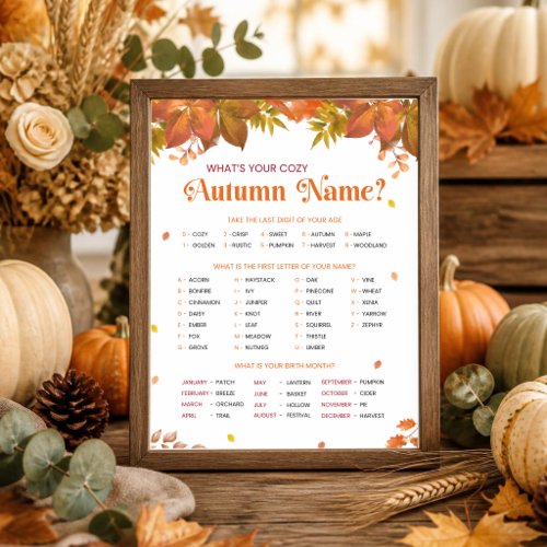 What's Your Cozy Autumn Name? Fall Party Game Invitation