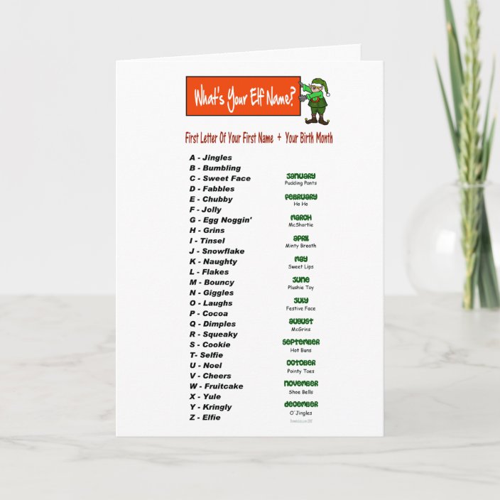 What S Your Elf Name Christmas Card To Customize Zazzle Com