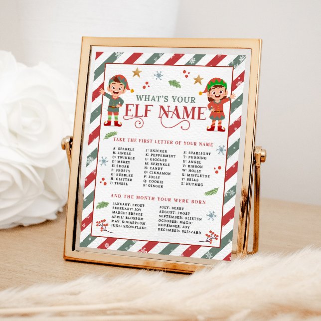 What's your Elf Name Christmas Party Game Poster (Creator Uploaded)