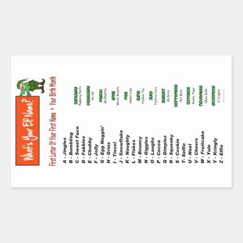 Whats Your Elf Name Stickers