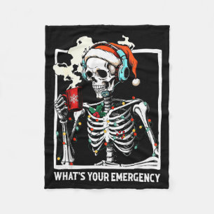 What's Your Emergency 911 Dispatcher Skeleton Chri Fleece Blanket
