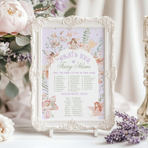 Whats your Fairy Name Whimsical Birthday game Poster