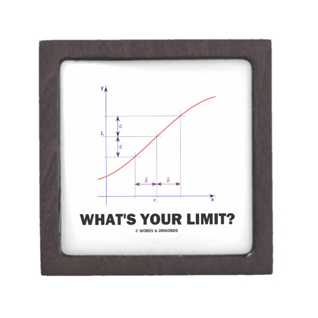 What's Your Limit? Limit Function Geek Humor Jewelry Box (Front)
