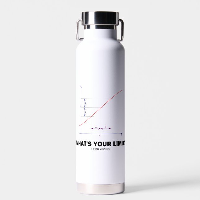 What's Your Limit? Limit Function Geek Humor Water Bottle (Front)