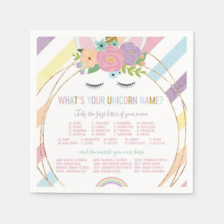 What's Your Unicorn Name Birthday Party Napkins