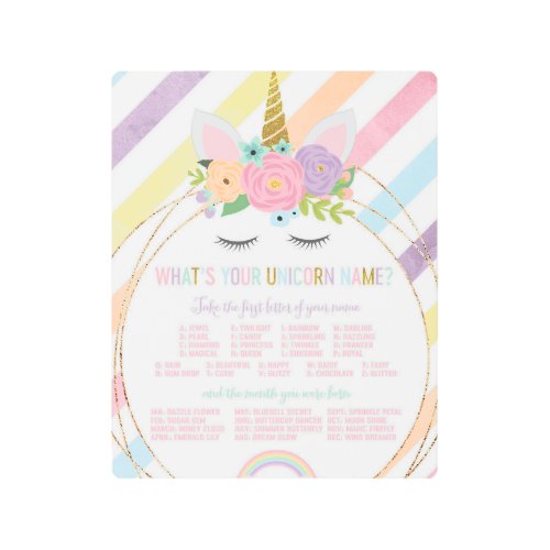 Whats Your Unicorn Name Sign Birthday Party