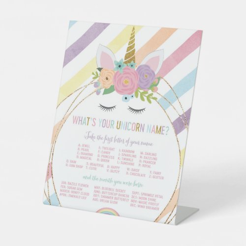 Whats Your Unicorn Name Sign Birthday Party