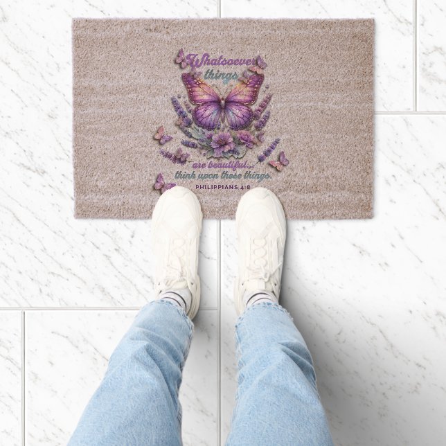 Whatsoever Things Are Scripture Fiber Doormat (Insitu)