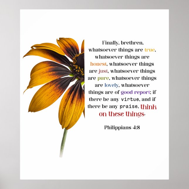 Whatsoever Things Are Scripture with Flower Poster (Front)