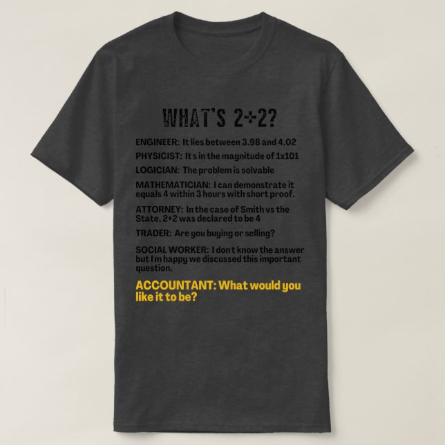 Whatx27s 22 Funny Accountant Pun T-Shirt (Design Front)