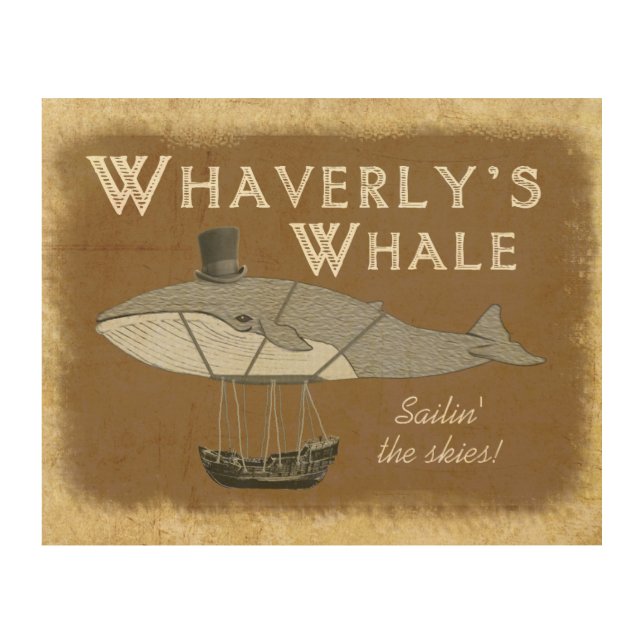 Whaverly's Whale wooden plaque Wood Wall Art (Front)