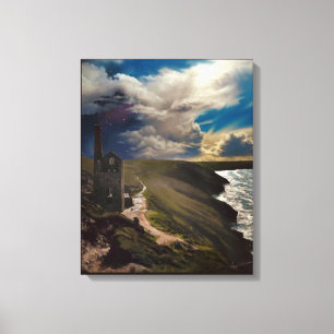 Wheal Coates Cornwall with surreal sky Canvas Print