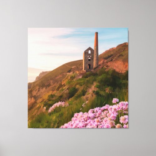 Wheal Coates tin mine Cornwall painting Canvas Print