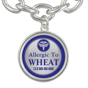 Wheat allergy medical awareness safety women's charm bracelet