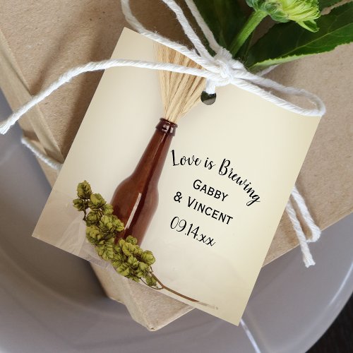 Wheat and Hops Brewery Love is Brewing Wedding Favor Tags