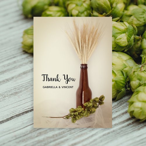 Wheat and Hops Brewery Wedding Thank You Note Card