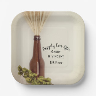 Wheat and Hops Hoppily Ever Brewery Wedding Paper Plates