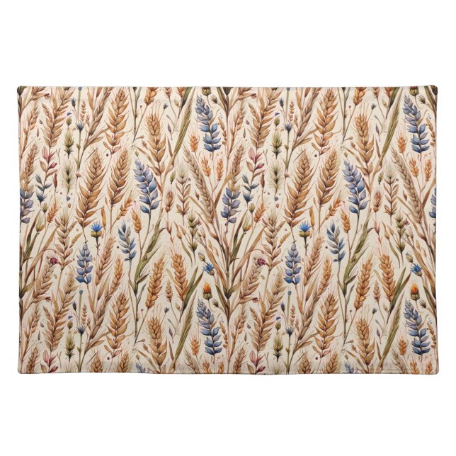 Wheat & Blue Monkshood Prairie Cloth Placemat (Front)