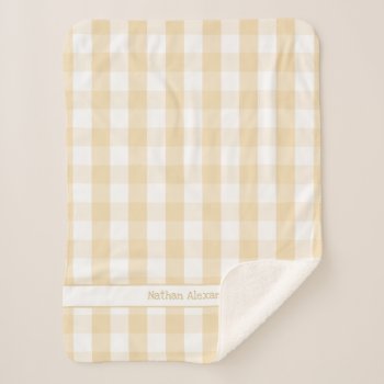 Wheat Buffalo Check Blanket With Name by lemontreecards at Zazzle