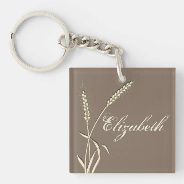Wheat country wedding single grass keychain (Front)