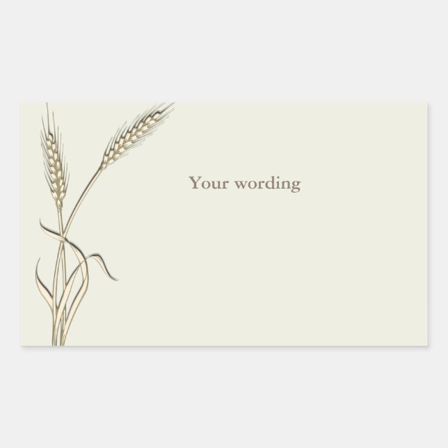 Wheat country wedding single grass rectangular sticker (Front)