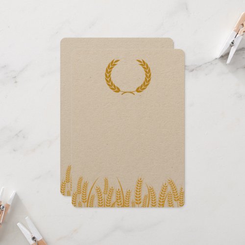 Wheat design on Craft Paper Invitation