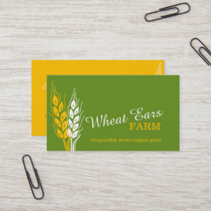 Wheat ears grain farm green yellow business cards