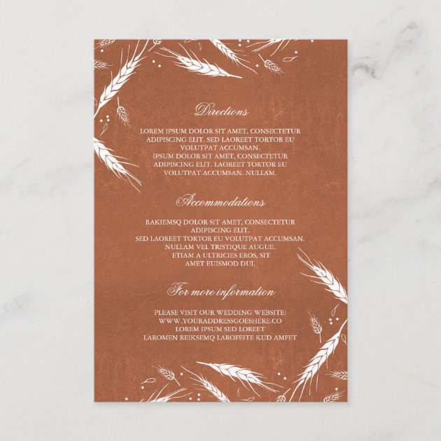 Wheat Fall Orange Wedding Details- Information Enclosure Card