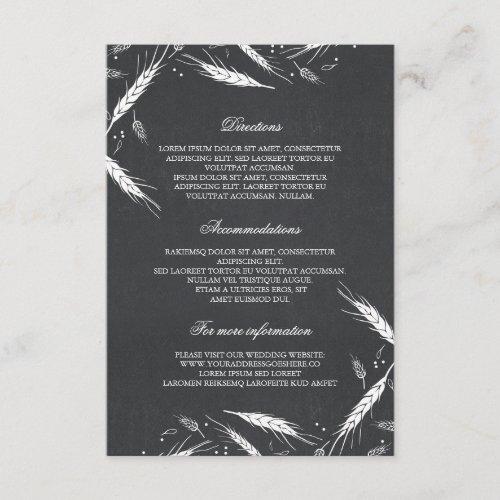 Wheat Fall Wedding Details- Information Enclosure Card - Fall wheat stems wedding directions - accommodations and information cards / Guest Information card / Wedding Details cards - Wedding Inserts